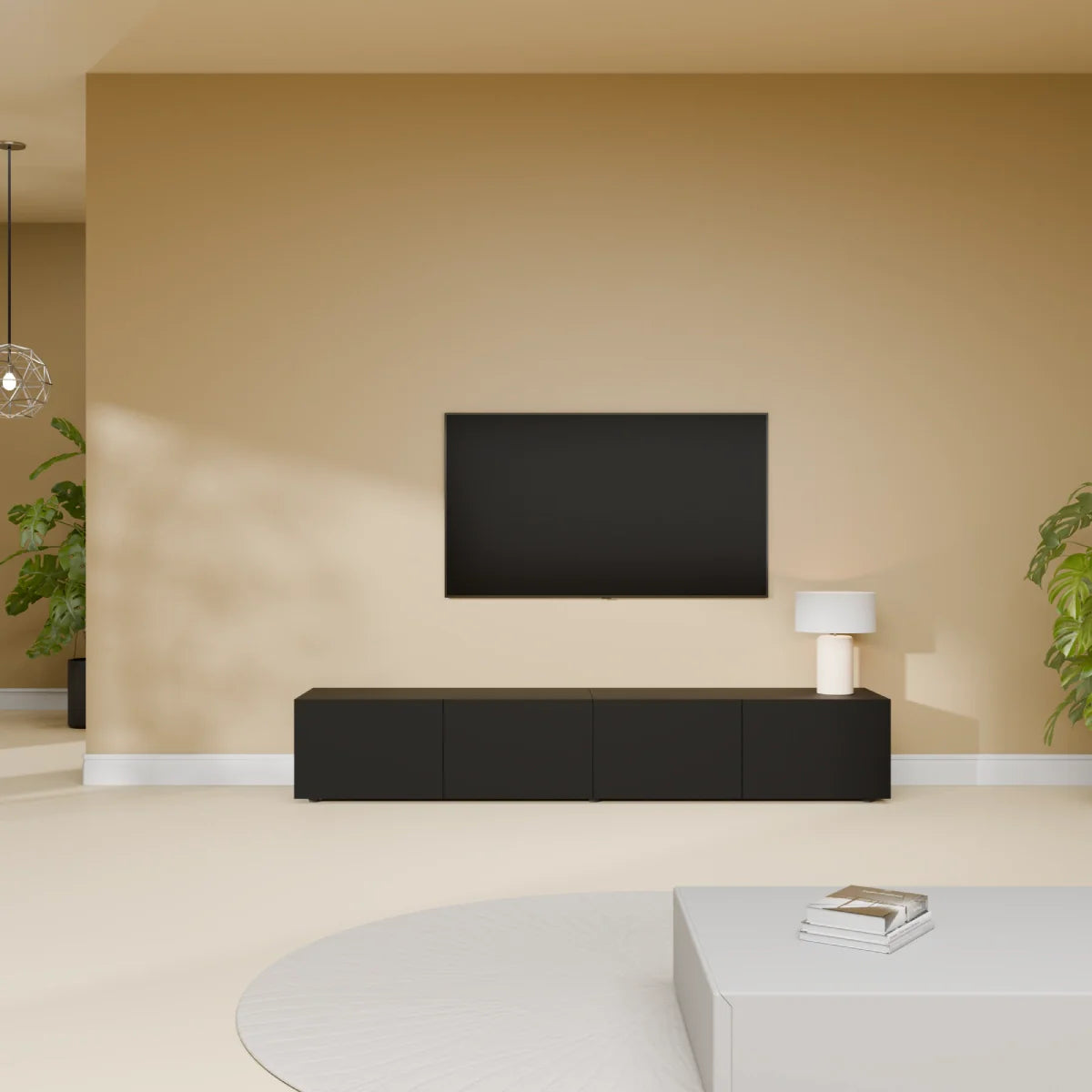 Mora Meuble Télé pour TV | Suspendu ou sur pied | 180 cm Noir