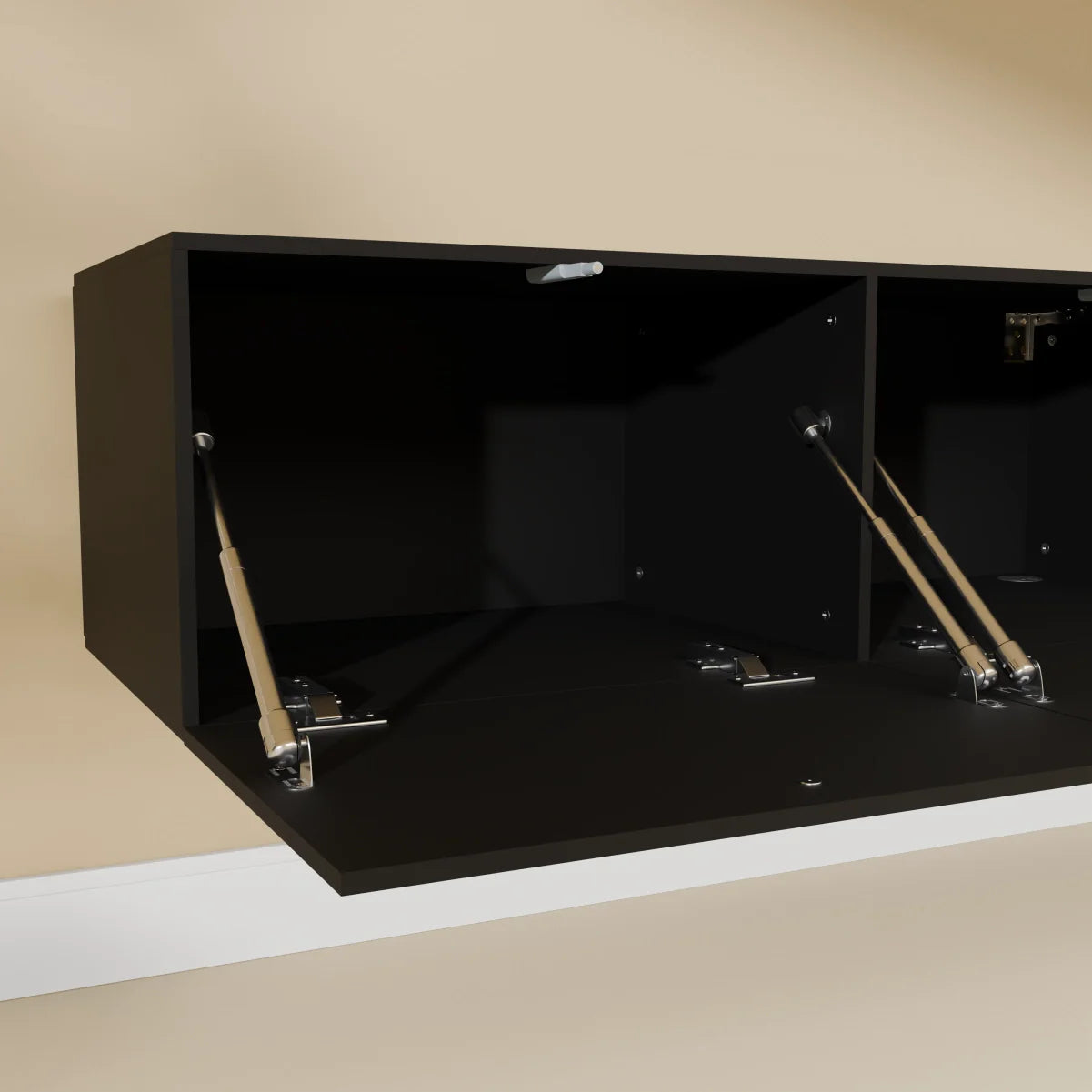 Mora Meuble Télé pour TV | Suspendu ou sur pied | 200 cm Noir-Bois