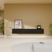 Mora Meuble Télé pour TV | Suspendu ou sur pied | 200 cm Noir-Bois