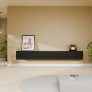 Mora Meuble Télé pour TV | Suspendu ou sur pied | 240 cm Noir-Bois