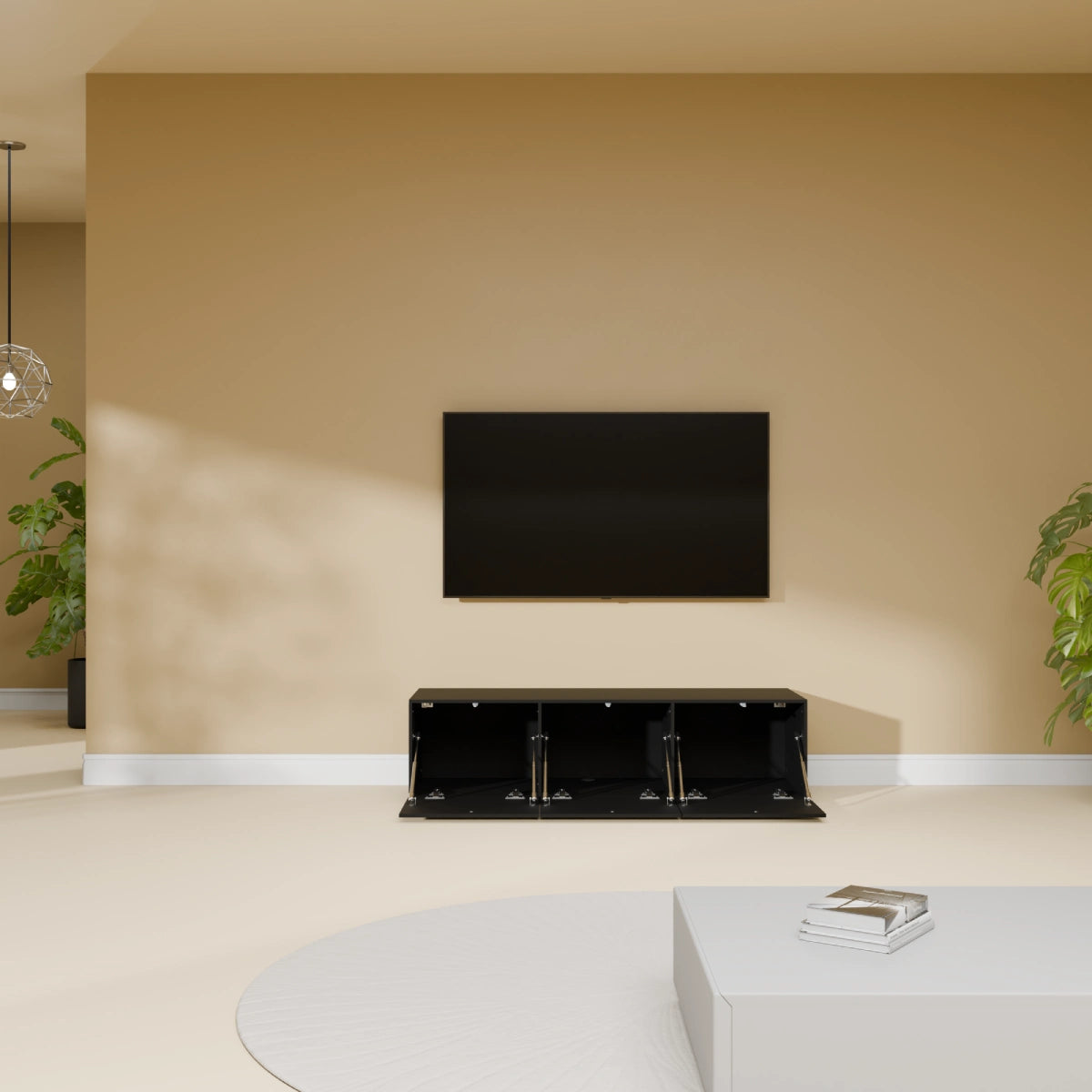 Mora Meuble Télé pour TV | Suspendu ou sur pied | 120 cm Noir