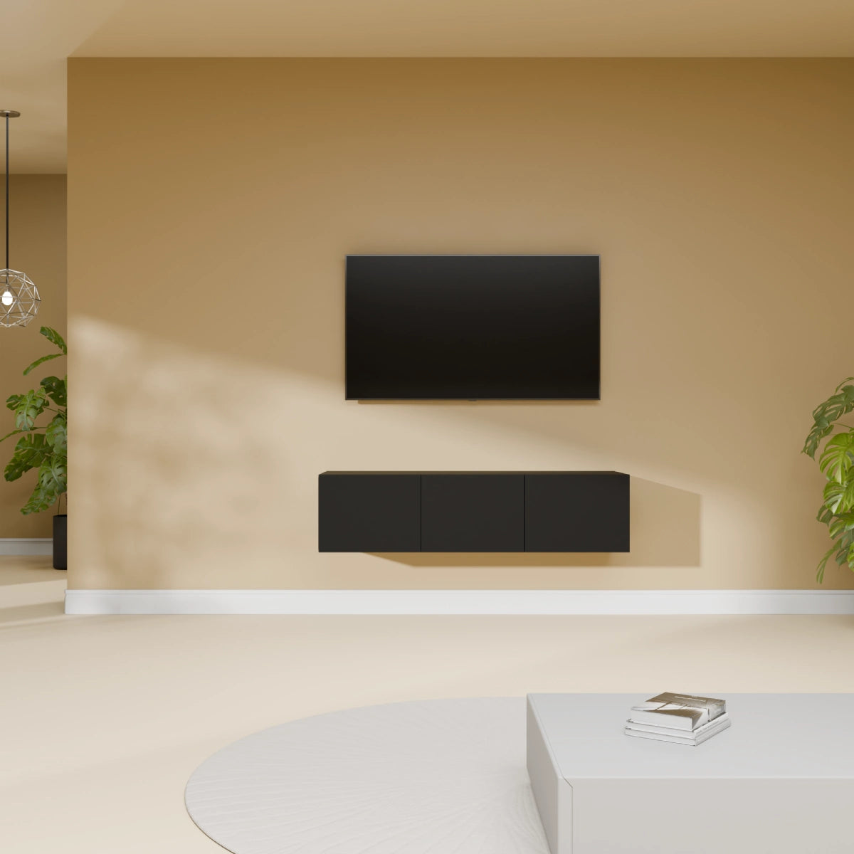 Mora Meuble Télé pour TV | Suspendu ou sur pied | 120 cm Noir