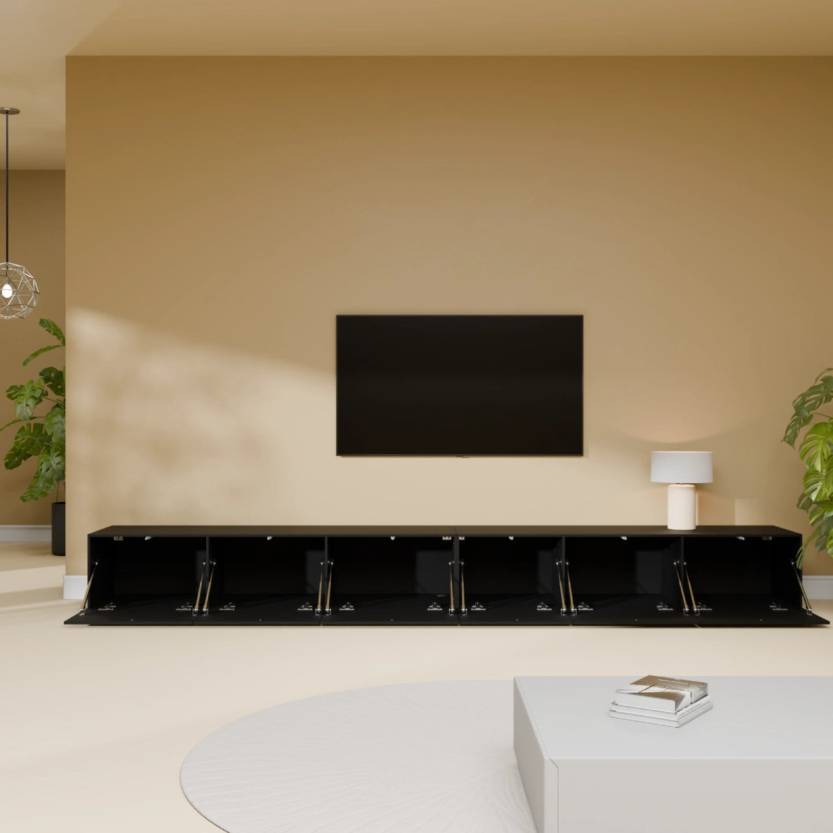 Mora Meuble Télé pour TV | Suspendu ou sur pied | 280 cm Noir